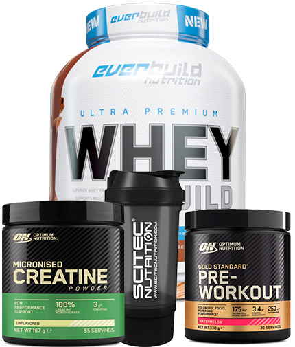 PROMO STACK EVERBUILD Ultra Premium Whey Build + Creatne + Pre Workout + Shaker